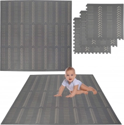 Humbi foam puzzelmat 9 stuks, grijs, 180 × 180 × 1 cm