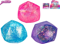 Glitterende antistressbal in diamantvorm met slijm - 1 stuk