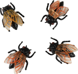 Decoratieve plastic vliegen voor Halloween 4 stuks