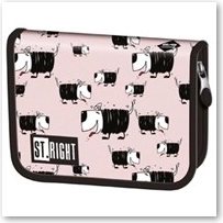 Školní etui met twee kleppen roze BAMBINO met honden