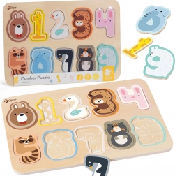 Klassieke houten Montessori-cijferpuzzel 11 stuks