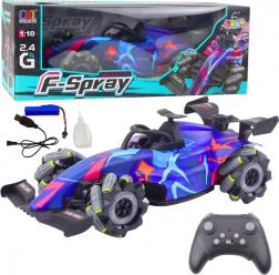 RC-raceauto 1:10 met stoom-effect, verlichting en 2,4 GHz besturing – blauw