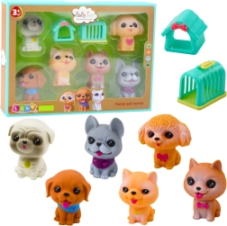 Rubberen figuurtjes van hondjes met geluid - set van 6 stuks