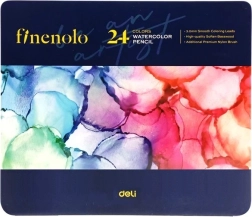 Finenolo aquarelpotloden in een metalen doos, 24 kleuren