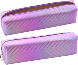 Organizer schooletui holografisch met dennenboommotief paars 21x6cm