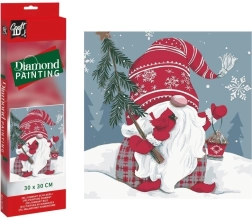 Diamond painting Kerstkabouter 30 × 30 cm