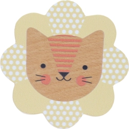 Petit Collage houten rammelaar leeuwtje