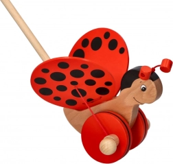 Houten duwkever lieveheersbeestje op stok