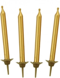 Gouden verjaardagskaarsjes 5 cm GODAN (10 stuks) met houders