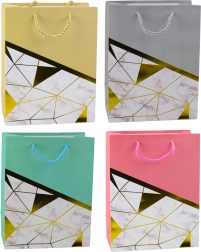 Cadeautas met geometrische patronen en marmerlook 23 x 18 x 10,5 cm