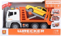 Kunststof autotransporter op batterijen 1:12 met licht en geluid