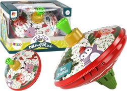 Traditionele metalen tol met afbeelding van de Kerstman