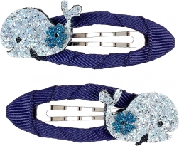 Haarspeldjes met glinsterende walvis - 2 stuks