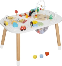Houten multifunctionele kindertafel met activiteiten en speelgoed