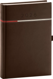 Dagelijkse agenda Tomy 2026 bruin-rood 15 x 21 cm