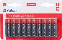 Alkalinebatterijen AA 1,5 V VERBATIM, verpakking 20 stuks