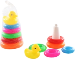 Plastic stapeltoren kegel met eendje 17 × 10 cm