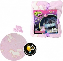 Pluchen lichtgevende deken met eenhoorn 130 × 150 cm roze