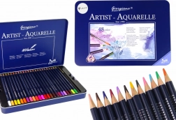 Set van 48 aquarelpotloden in metalen etui