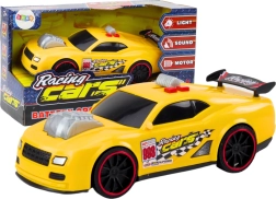 Gele raceauto met lichten en geluiden