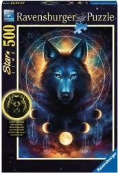 Ravensburger-puzzel die in het donker licht – wolf en manen, 500 stukjes