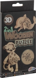Houten 3D-puzzel 2-in-1 aap en dolfijn