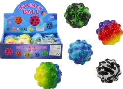 Kleurrijk balletje met bobbels 6,5 cm – stuiterend en kneedbaar antistress-speeltje