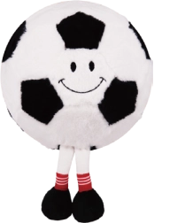 Pluchen opblaasbare voetbal met gezicht, 15 cm