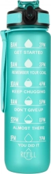Tritan waterfles 1 l met rietje en motiverende tijdsmarkeringen – Groen