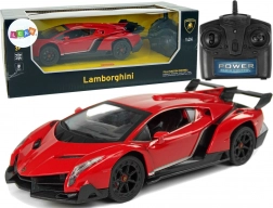 Raceauto R/C 1:24 Lamborghini Veneno rood met LED-verlichting