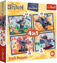 puzzel 4-in-1 vakantie op Hawaï - Disney Stitch Trefl