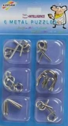 Set van zes metalen puzzels