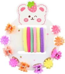 Haarset voor kleine dametjes – elastiekjes en schuifjes in de vorm van bloemetjes