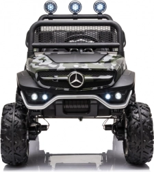 Elektrische kinderauto Unimog S in camouflagekleur
