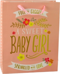 Cadeautas voor de geboorte van een meisje 32 x 26 x 12 cm