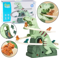 Dinosaurus-achtbaan met licht en geluid – opvouwbare interactieve set