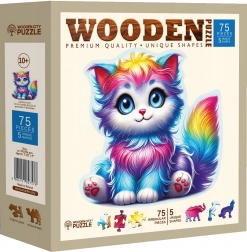 Houten puzzel Kleurrijke Kitten