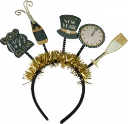 Nieuwjaarsfeest diadeem met zwart-gouden decoraties