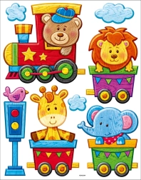 Decoratieve muurstickers Treintje met dieren