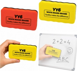 Magnetische wisser voor droog uitwisbaar bord van schuim en vilt geel 10,5 cm - 1 stuk