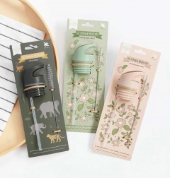 A Little Lovely Company set met dop, rietje en borsteltje voor roestvrijstalen fles 350 ml – Dieren
