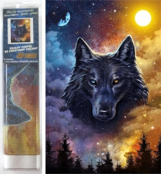 Diamantschilderen Donkere wolf 30 × 40 cm