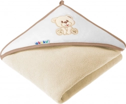 AKUKU babybadcape beige met beertje 100 × 100 cm