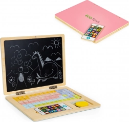 Houten magnetische educatieve laptop met telefoon en letters ECO TOYS