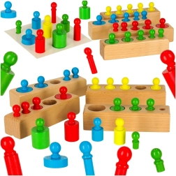 Houten Montessori-puzzel – gekleurde cilinders en gewichten