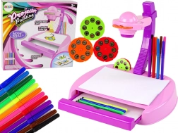 Kinder projector roze tafelmodel voor tekenen met stiften en opbergruimte
