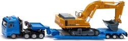 Vrachtwagen met dieplader en rupsgraafmachine 1:87