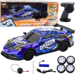 RC sportauto met verlichte carrosserie en drift – blauw