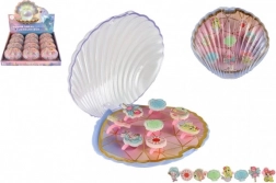 Set verstelbare kinder ringetjes met zeewereld thema in schelpvormig doosje