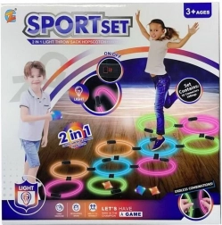 Lichtgevende springringen en werpspel set